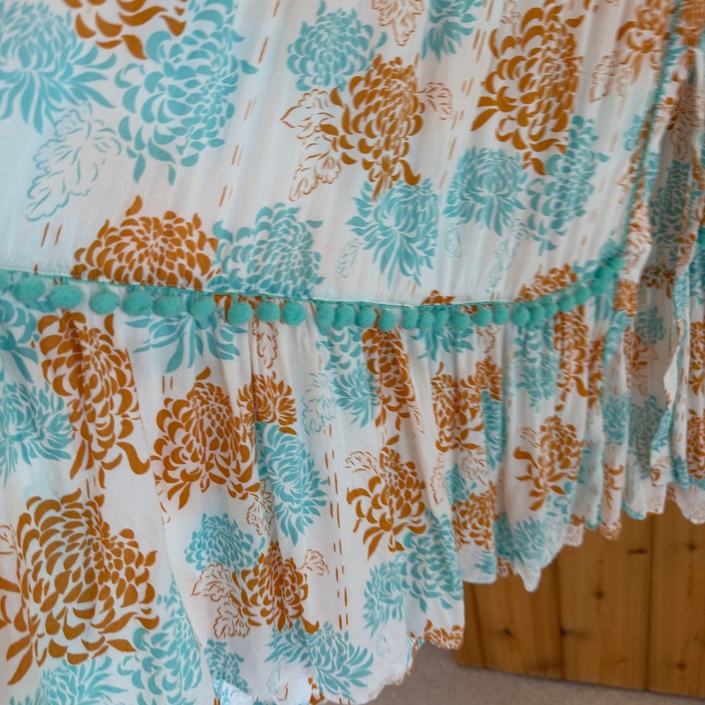 Poupette St Barth Floral PomPom Button Down Sleeveless Maxi Dress Size Small - Picture 6 of 12